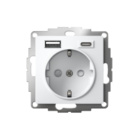 Розетка AtlasDesign 16А с 2-мя заряд. устройствами USB тип A+C 5В/2.4А 2х5В/1.2А механизм бел. SE ATN000132 ТехноИмпульс