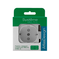 Розетка AtlasDesign 16А с 2-мя заряд. устройствами USB тип A+C 5В/2.4А 2х5В/1.2А механизм бел. SE ATN000132 ТехноИмпульс