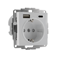 Розетка AtlasDesign 16А с 2-мя заряд. устройствами USB тип A+C 5В/2.4А 2х5В/1.2А механизм бел. SE ATN000132 ТехноИмпульс