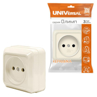 Розетка 1-м ОП Олимп 16А IP20 с заземл. сл. кость UNIVersal Б-О0028 ТехноИмпульс