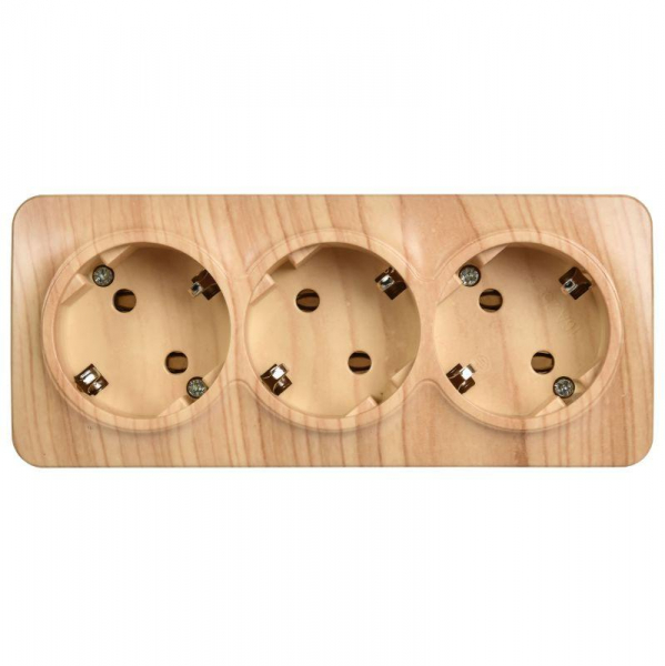 Розетка 3-м ОП GLORY РС23-3-ХС 16А с заземл. сосна IEK ERH31-K34-16 ТехноИмпульс