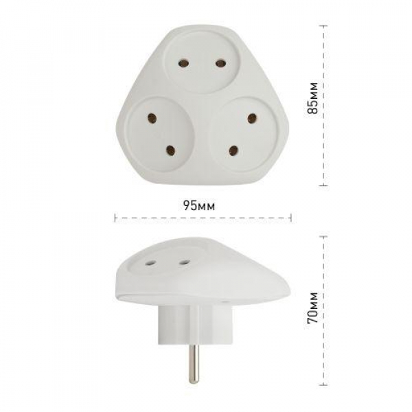 Разветвитель 3-м без заземл. 10А IP20 SPx-3-W бел. Эра Б0053481 ТехноИмпульс