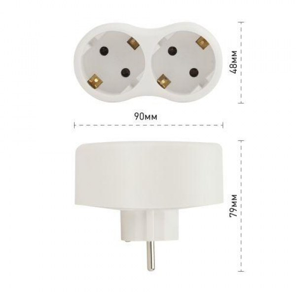 Разветвитель 2-м с заземл. 16А IP20 SPx-2e-W бел. Эра Б0053478 ТехноИмпульс