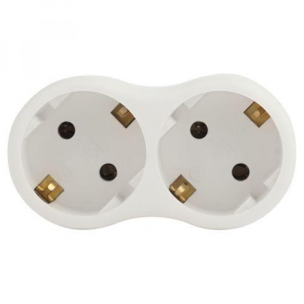 Разветвитель 2-м с заземл. 16А IP20 SPx-2e-W бел. Эра Б0053478 ТехноИмпульс