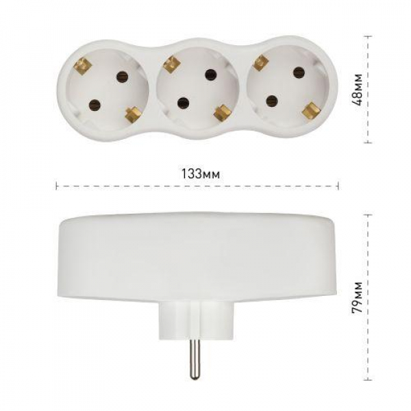 Разветвитель 3-м с заземл. 16А IP20 SPx-3e-W бел. Эра Б0053479 ТехноИмпульс