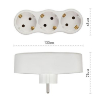 Разветвитель 3-м с заземл. 16А IP20 SPx-3e-W бел. Эра Б0053479 ТехноИмпульс