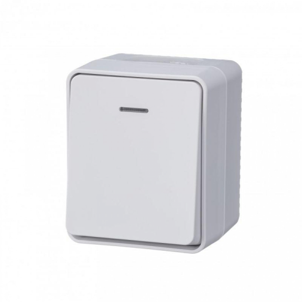 Выключатель 1-кл. ОП AtlasDesign PROFI IP54 10AX с подсветкой бел. SE ATN540113 ТехноИмпульс