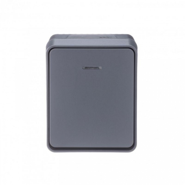 Выключатель 1-кл. ОП AtlasDesign PROFI IP54 10AX с подсветкой антрацит SE ATN544013 ТехноИмпульс