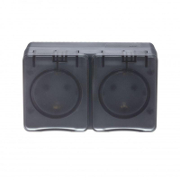 Розетка 2-м ОП AtlasDesign PROFI 16А IP54 заземл. защ. шторки антрацит SE ATN544026 ТехноИмпульс