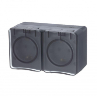 Розетка 2-м ОП AtlasDesign PROFI 16А IP54 заземл. защ. шторки антрацит SE ATN544026 ТехноИмпульс