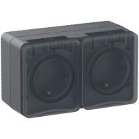 Розетка 2-м ОП AtlasDesign PROFI 16А IP54 заземл. защ. шторки антрацит SE ATN544026 ТехноИмпульс