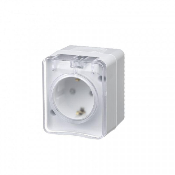 Розетка 1-м ОП AtlasDesign PROFI 16А IP54 250В заземл. защ. шторки бел. SE ATN540145 ТехноИмпульс