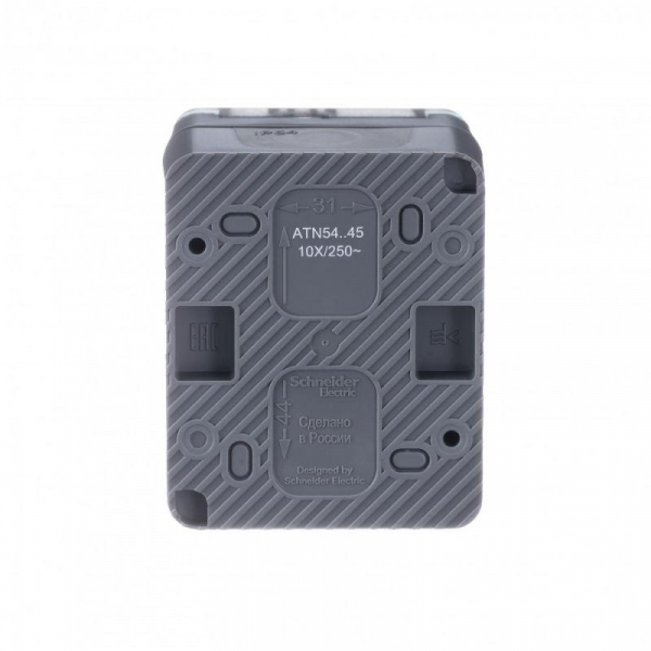 Розетка 1-м ОП AtlasDesign PROFI 16А IP54 250В заземл. защ. шторки антрацит SE ATN544045 ТехноИмпульс