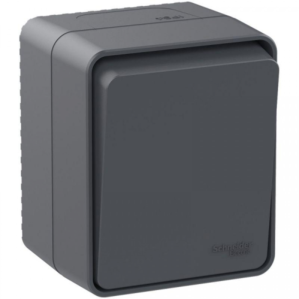 Переключатель проходной 1-кл. ОП AtlasDesign PROFI IP54 10AX антрацит SE ATN544061 ТехноИмпульс