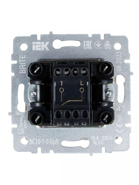 Выключатель 1-кл. СП BRITE ВС10-1-0-БрА 10А механизм алюм. IEK BR-V10-0-10-K47 ТехноИмпульс