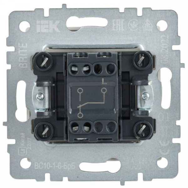 Выключатель проходной 1-кл. СП BRITE ВС10-1-6-БрБ 10А механизм бел. IEK BR-V12-0-10-K01 ТехноИмпульс