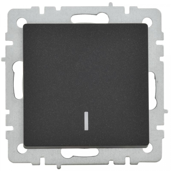 Выключатель 1-кл. СП BRITE ВС10-1-1-БрЧ 10А с индик. механизм черн. IEK BR-V10-1-10-K02 ТехноИмпульс