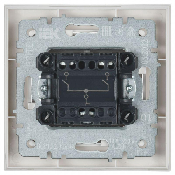 Выключатель 2-кл. СП BRITE ВСР10-2-0-БрБ 10А в сборе бел. IEK BR-V20-0-10-K01-F ТехноИмпульс
