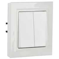 Выключатель проходной 2-кл. СП BRITE ВС10-2-6-БрБ 10А механизм бел. IEK BR-V22-0-10-K01 ТехноИмпульс