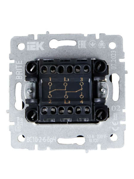 Выключатель проходной 2-кл. СП BRITE ВС10-2-6-БрЧ 10А механизм черн. IEK BR-V22-0-10-K02 ТехноИмпульс
