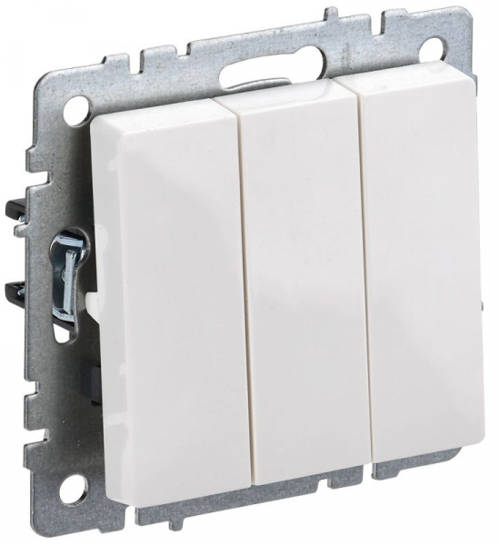 Выключатель 3-кл. СП BRITE ВС10-3-0-БрБ 10А механизм бел. IEK BR-V30-0-10-K01 ТехноИмпульс