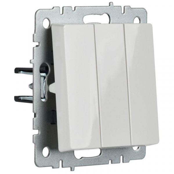 Выключатель 3-кл. СП BRITE ВС10-3-0-БрБ 10А механизм бел. IEK BR-V30-0-10-K01 ТехноИмпульс