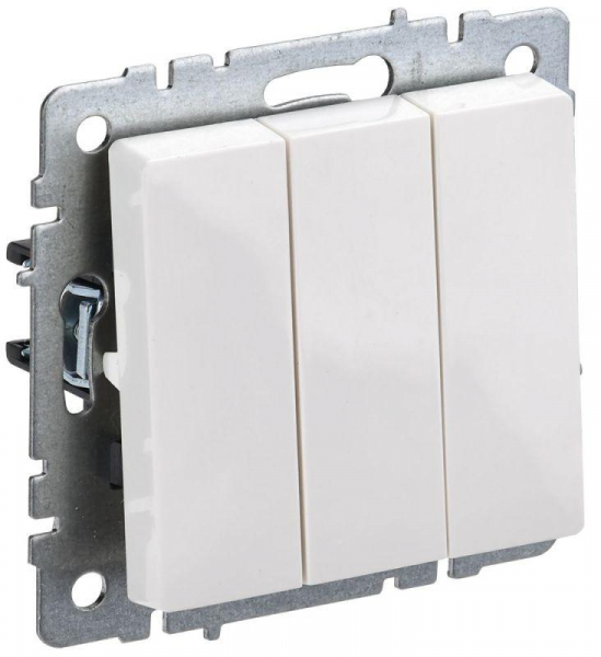Выключатель 3-кл. СП BRITE ВС10-3-0-БрБ 10А механизм бел. IEK BR-V30-0-10-K01 ТехноИмпульс