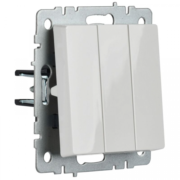 Выключатель 3-кл. СП BRITE ВС10-3-0-БрБ 10А механизм бел. IEK BR-V30-0-10-K01 ТехноИмпульс