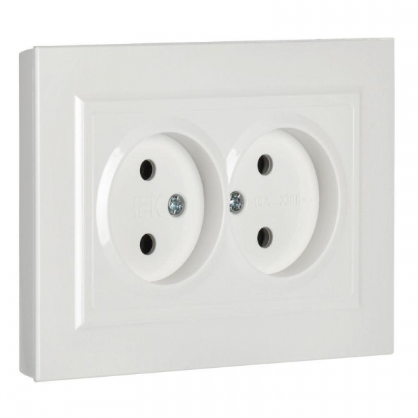 Розетка 2-м СП BRITE РС12-2-БрБ 10А в сборе без заземл. без защ. шторок бел. IEK BR-R20-10-K01-F ТехноИмпульс