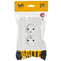 Розетка 2-м СП BRITE РС12-2-БрБ 10А в сборе без заземл. без защ. шторок бел. IEK BR-R20-10-K01-F ТехноИмпульс