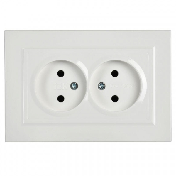 Розетка 2-м СП BRITE РС12-2-БрБ 10А в сборе без заземл. без защ. шторок бел. IEK BR-R20-10-K01-F ТехноИмпульс