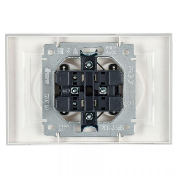 Розетка 2-м СП BRITE РС12-2-БрБ 10А в сборе без заземл. без защ. шторок бел. IEK BR-R20-10-K01-F ТехноИмпульс