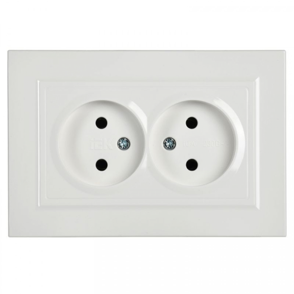 Розетка 2-м СП BRITE РС12-2-БрБ 10А в сборе без заземл. без защ. шторок бел. IEK BR-R20-10-K01-F ТехноИмпульс