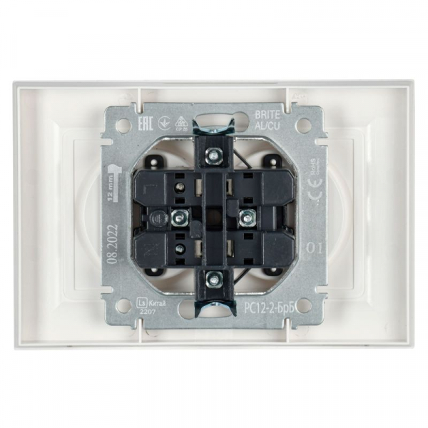Розетка 2-м СП BRITE РС12-2-БрБ 10А в сборе без заземл. без защ. шторок бел. IEK BR-R20-10-K01-F ТехноИмпульс