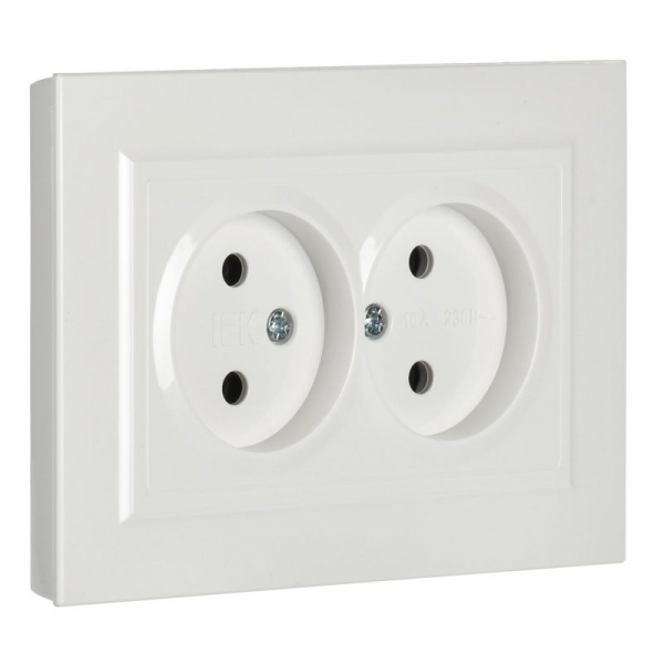 Розетка 2-м СП BRITE РС12-2-БрБ 10А в сборе без заземл. без защ. шторок бел. IEK BR-R20-10-K01-F ТехноИмпульс
