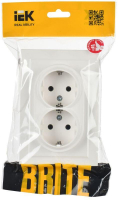 Розетка 2-м СП BRITE РС12-3-БрБ 16А в сборе с заземл. без защ. шторок бел. IEK BR-R21-16-K01-F ТехноИмпульс