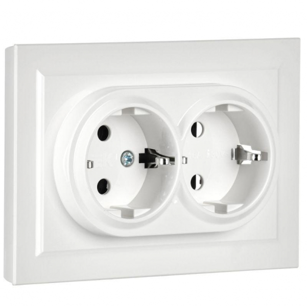 Розетка 2-м СП BRITE РС12-3-БрБ 16А в сборе с заземл. без защ. шторок бел. IEK BR-R21-16-K01-F ТехноИмпульс
