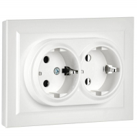 Розетка 2-м СП BRITE РС12-3-БрБ 16А в сборе с заземл. без защ. шторок бел. IEK BR-R21-16-K01-F ТехноИмпульс