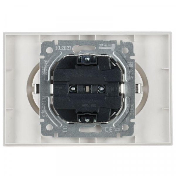 Розетка 2-м СП BRITE РС12-3-БрБ 16А в сборе с заземл. без защ. шторок бел. IEK BR-R21-16-K01-F ТехноИмпульс