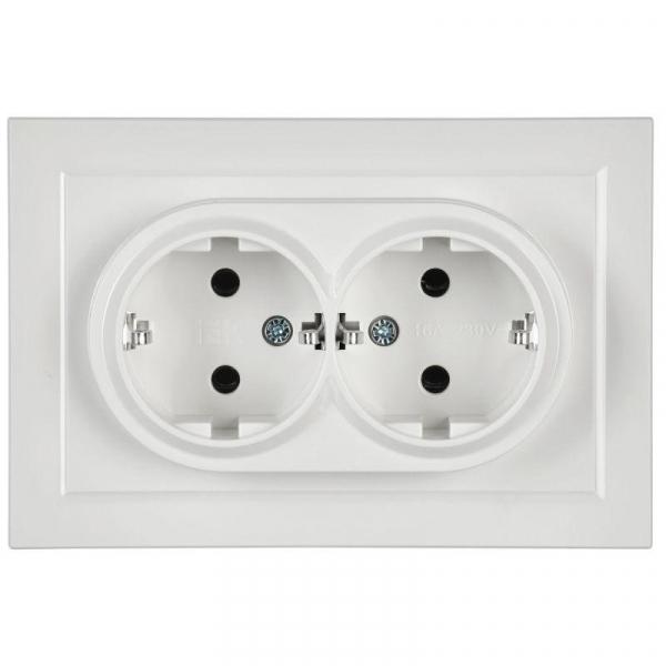 Розетка 2-м СП BRITE РС12-3-БрБ 16А в сборе с заземл. без защ. шторок бел. IEK BR-R21-16-K01-F ТехноИмпульс