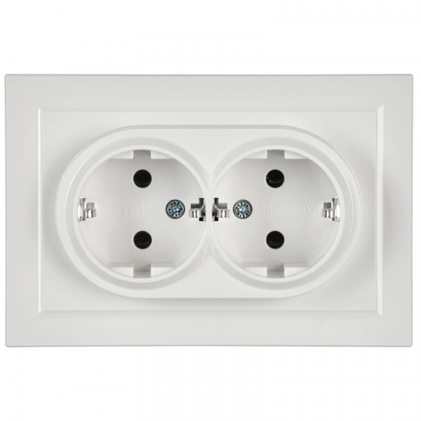 Розетка 2-м СП BRITE РС12-3-БрБ 16А в сборе с заземл. без защ. шторок бел. IEK BR-R21-16-K01-F ТехноИмпульс