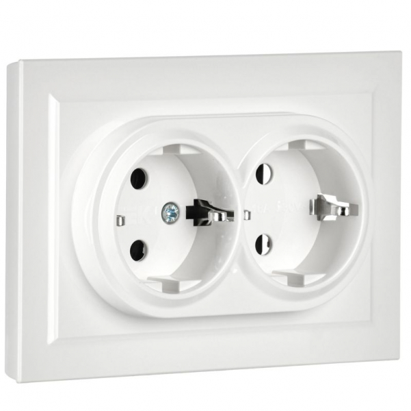 Розетка 2-м СП BRITE РС12-3-БрБ 16А в сборе с заземл. без защ. шторок бел. IEK BR-R21-16-K01-F ТехноИмпульс