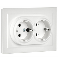 Розетка 2-м СП BRITE РС12-3-БрБ 16А в сборе с заземл. без защ. шторок бел. IEK BR-R21-16-K01-F ТехноИмпульс