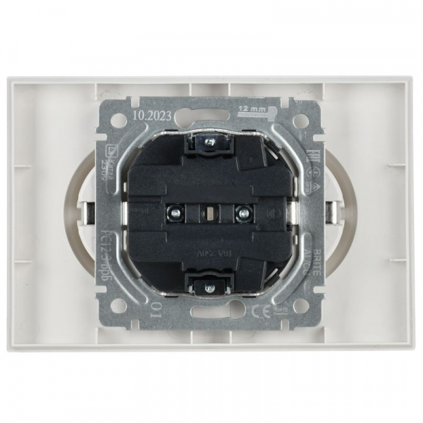 Розетка 2-м СП BRITE РС12-3-БрБ 16А в сборе с заземл. без защ. шторок бел. IEK BR-R21-16-K01-F ТехноИмпульс