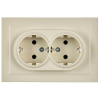 Розетка 2-м СП BRITE РС12-3-БрКр 16А в сборе с заземл. без защ. шторок беж. IEK BR-R21-16-K10-F ТехноИмпульс