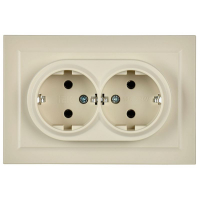 Розетка 2-м СП BRITE РС12-3-БрКр 16А в сборе с заземл. без защ. шторок беж. IEK BR-R21-16-K10-F ТехноИмпульс