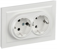 Розетка 2-м СП BRITE РСш12-3-БрБ 16А в сборе с заземл. защ. шторки бел. IEK BR-R24-16-K01-F ТехноИмпульс