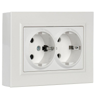 Розетка 2-м СП BRITE РСш12-3-БрБ 16А в сборе с заземл. защ. шторки бел. IEK BR-R24-16-K01-F ТехноИмпульс