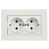 Розетка 2-м СП BRITE РСш12-3-БрБ 16А в сборе с заземл. защ. шторки бел. IEK BR-R24-16-K01-F ТехноИмпульс