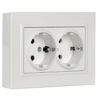 Розетка 2-м СП BRITE РСш12-3-БрБ 16А в сборе с заземл. защ. шторки бел. IEK BR-R24-16-K01-F ТехноИмпульс